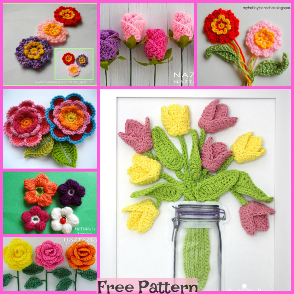 12 Beautiful Crocheted Flowers Free Patterns DIY 4 EVER