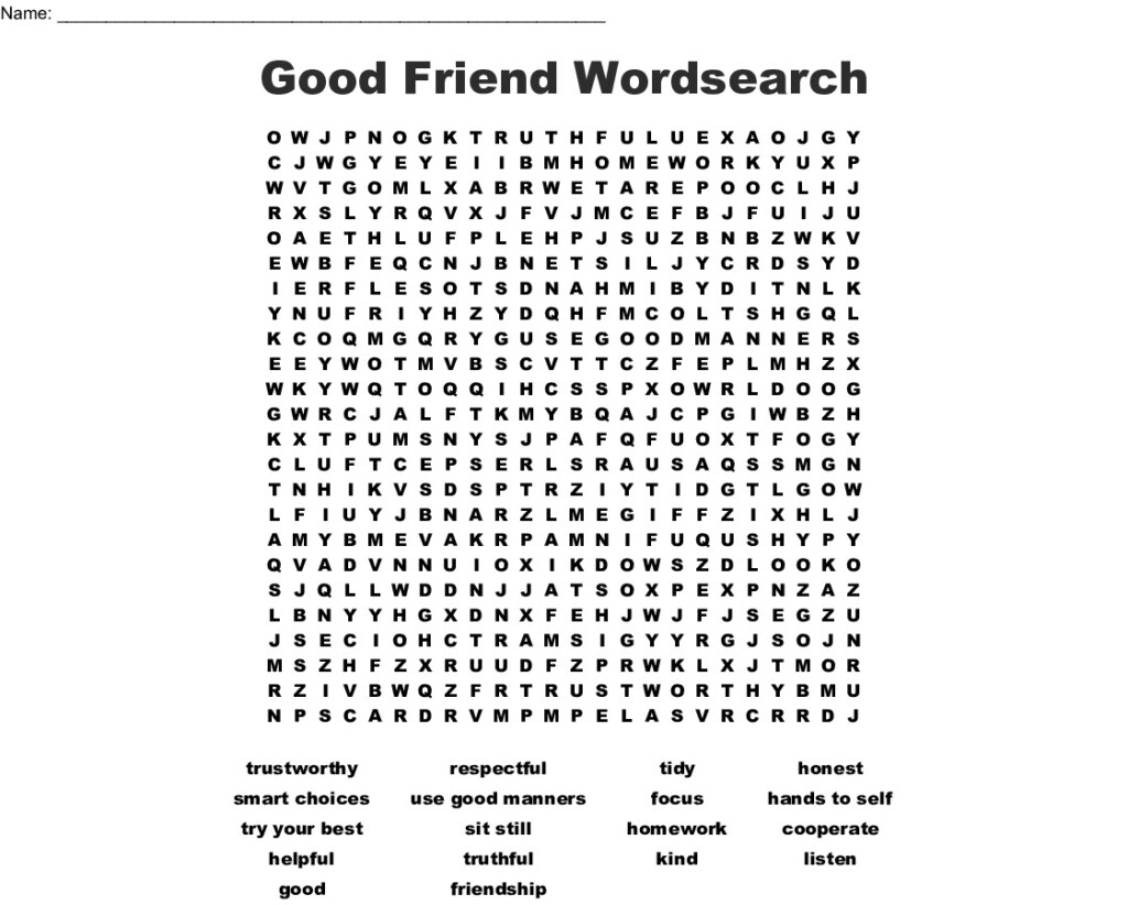 12 Fulfilling Friendship Word Searches Kitty Baby Love