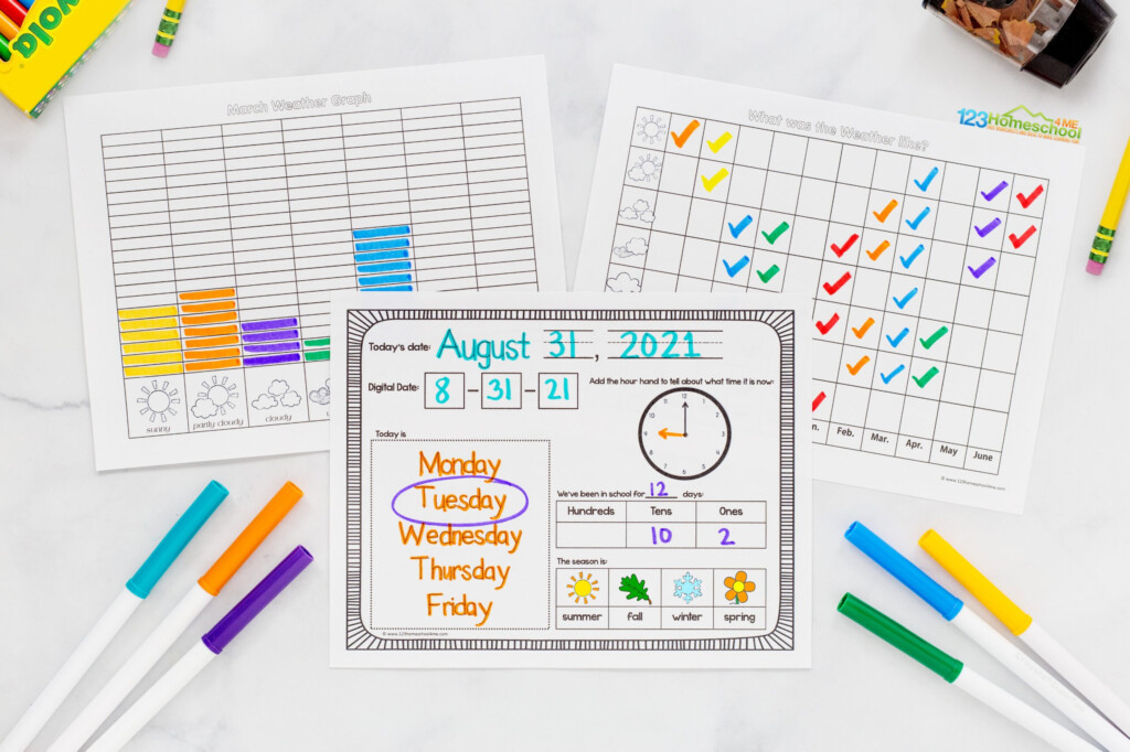 12 Printable Preschool Calendar Worksheet Pages Month Day Etsy Calendar Activities 2021 2022
