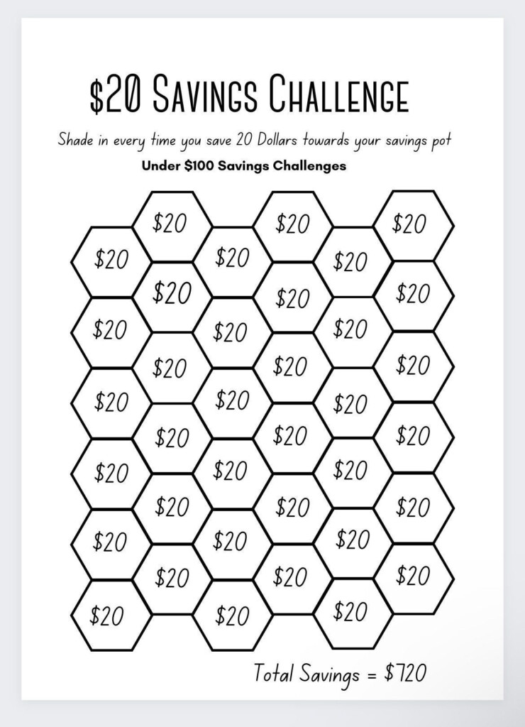 20 Dollar Saving Challenge Savings Box Savings Jar Saving Money Money Challenge Savings