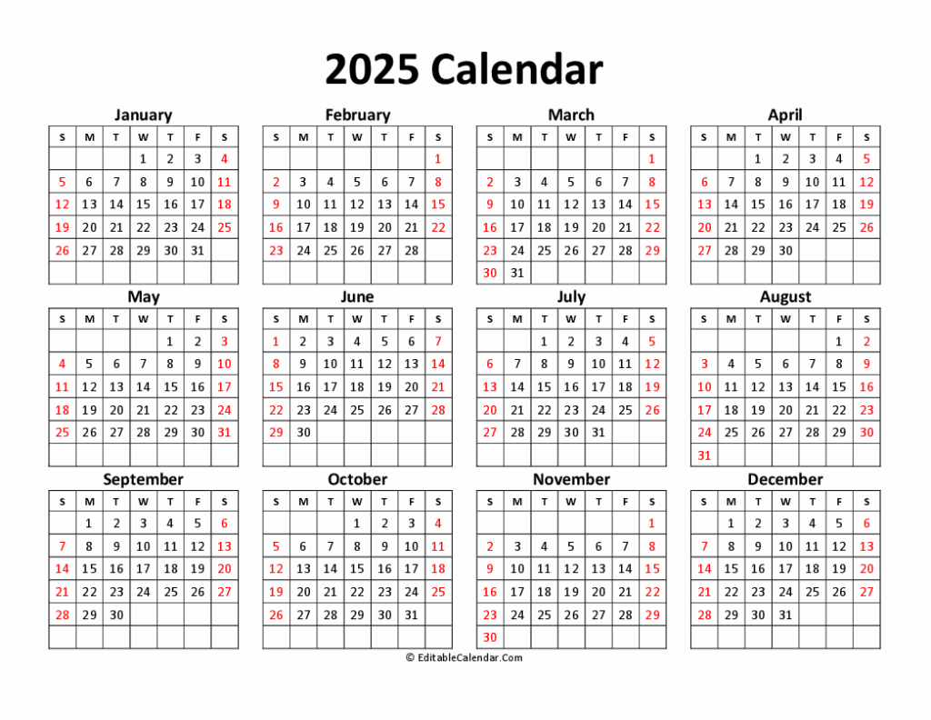 2025 Free Calendar Printable Pages 1 365 Brena Clareta
