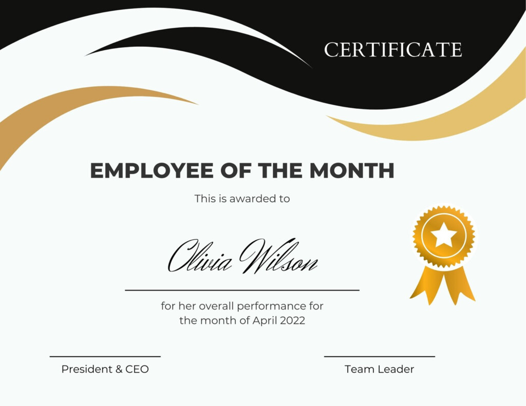 299 Unique Certificate Of Employee Of The Month Template Brochure Template