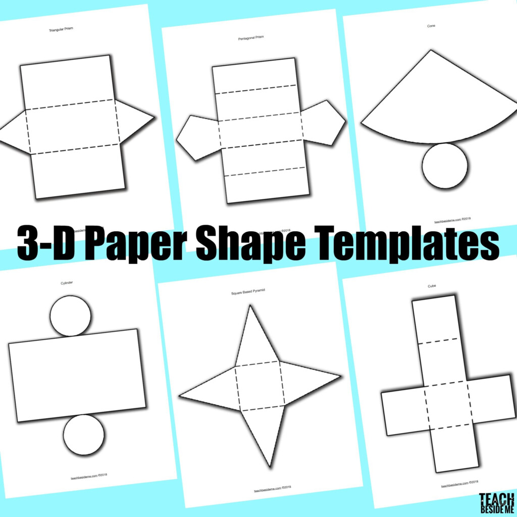 3 D Paper Shape Templates Math Geometric Shapes Shape Templates 3d Geometric Shapes