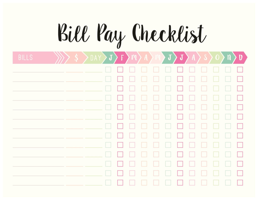 33 Free Bill Pay Checklists Bill Calendars PDF Word Excel 