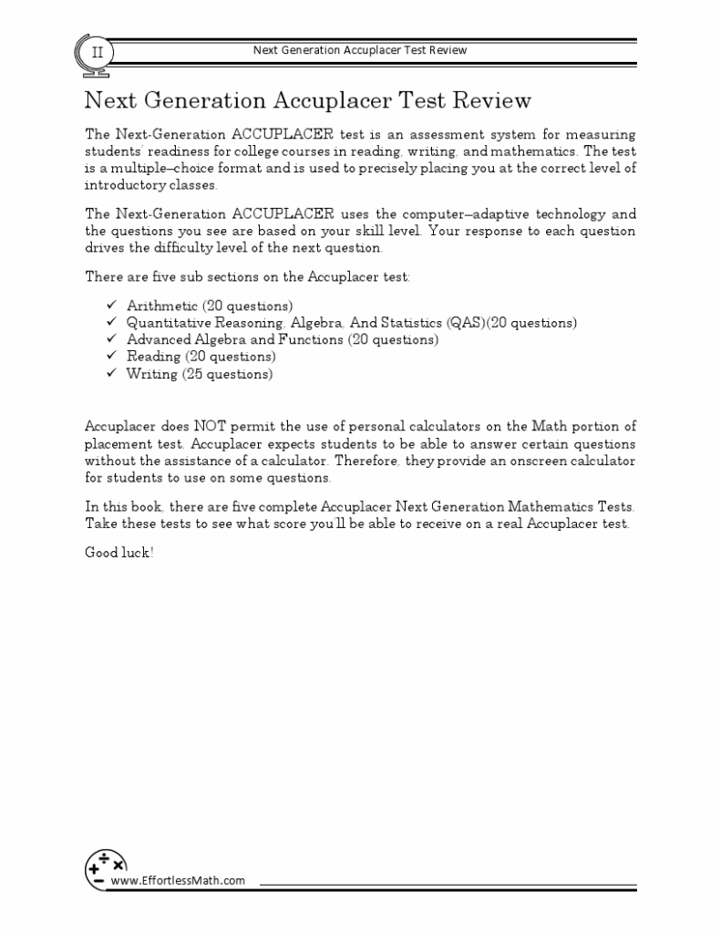 5 Accuplacer Math Practice Tests Extra Practice To Help Achieve An Excellent Score Effortless