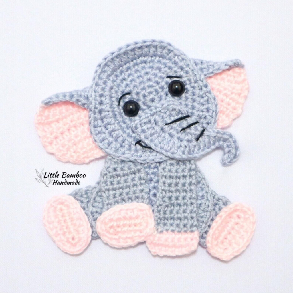 809b7188 Adorable Crochet Elephant Applique Free Pattern Crochet Elephant Pattern Crochet