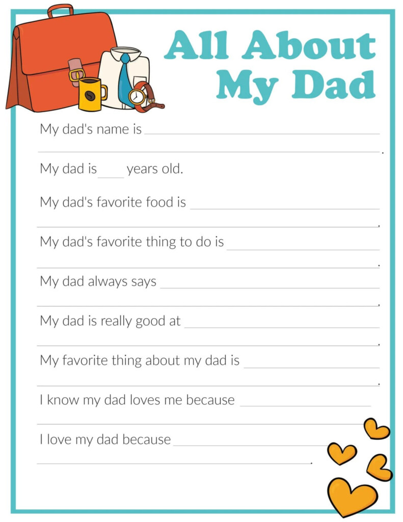 All About My Dad Free Printable They Make Great Personalized Gifts And Keepsakes Printable