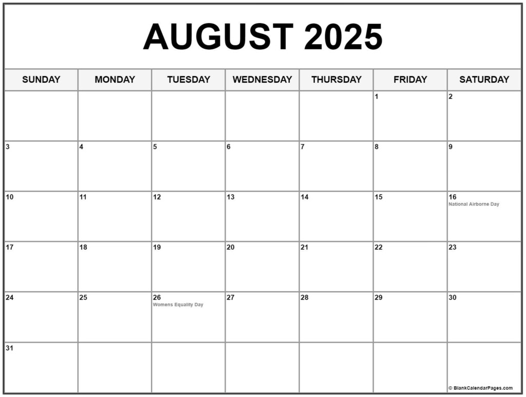 August 2025 With Holidays Calendar Bell Tabitha