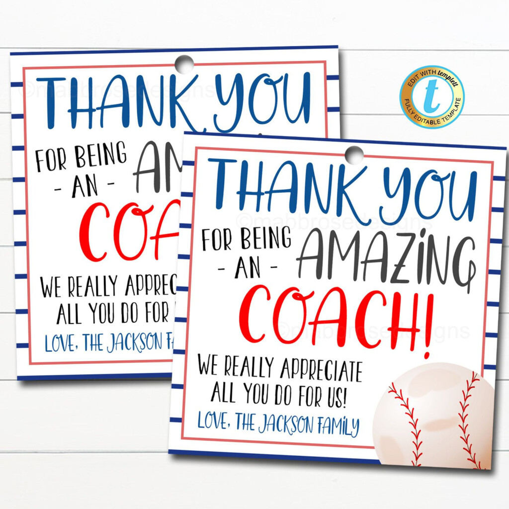 Baseball Coach Gift Tag School Sports Team Appreciation Etsy Coach Gifts Baseball Coach