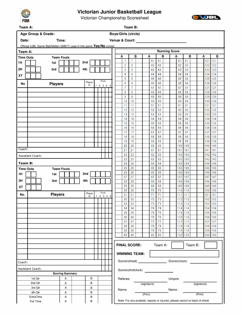 Basketball Scorebook Printable Customize And Print