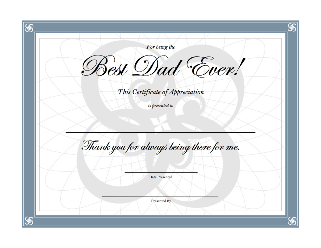 Best Dad Certificate Free Printable