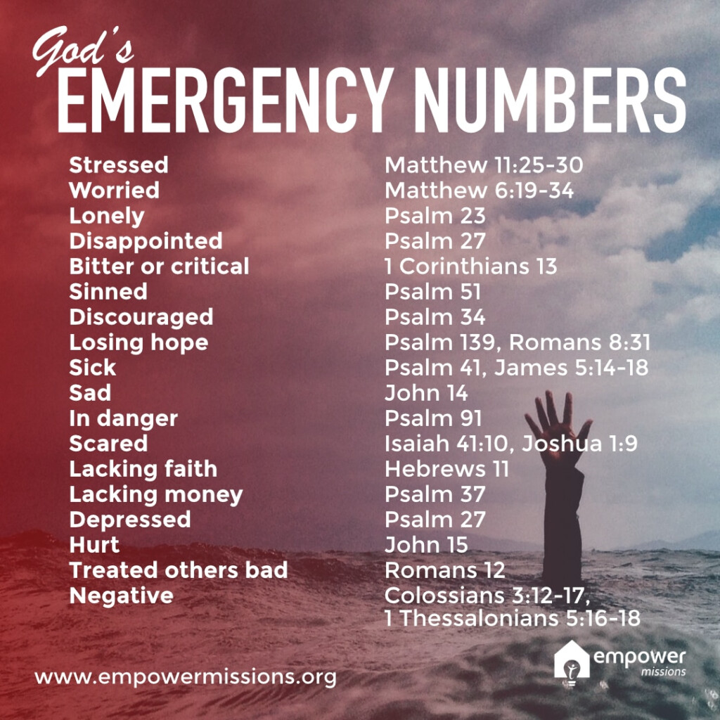 Bible Emergency Numbers Printable