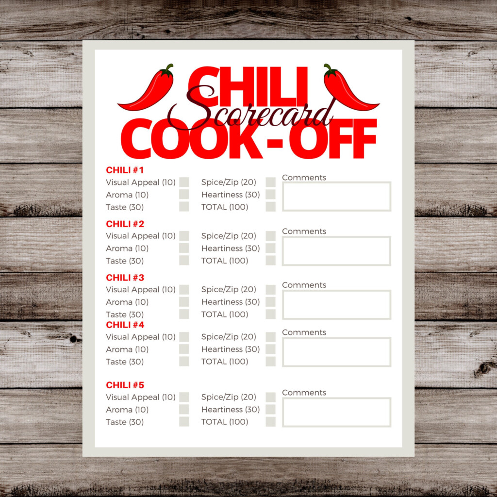 Chili Cook Off Judging Sheet Pdf Free Printable