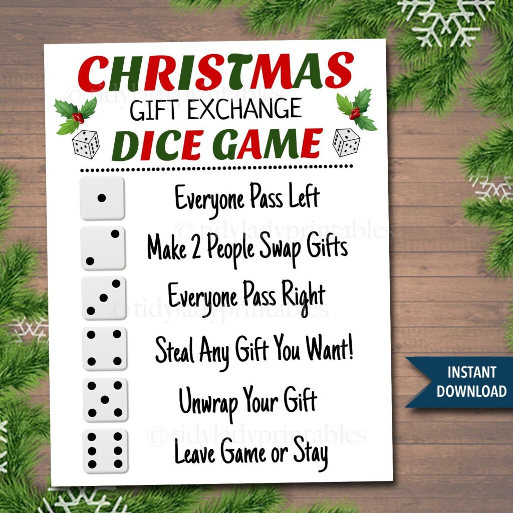 Christmas Dice Game Gift Exchange Printable Intercambio De Regalos De Navidad Juegos De