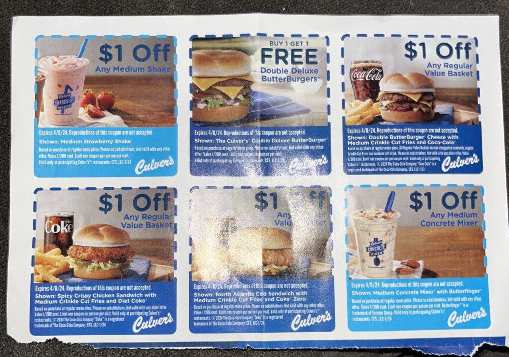 Culver S Coupons Expire 4 8 24 1 Sheet EBay