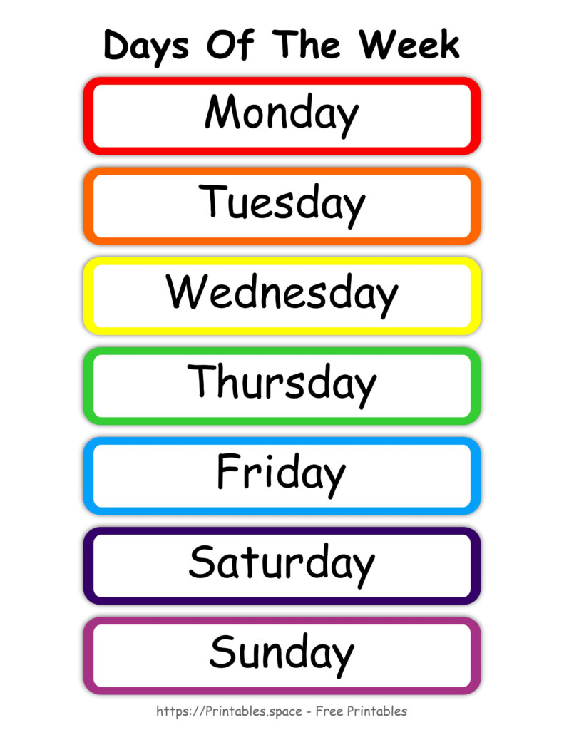 Days Of The Week Chart Free Printable Printable Word Searches