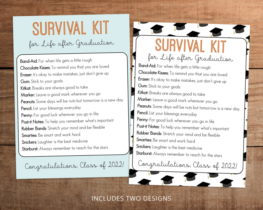 Editable Survival Kit For Life After Graduation Printable Etsy
