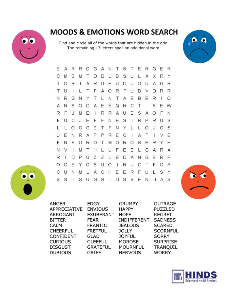 Emotions And Feelings Word Search Feelings Words Social Emotional Feelings Wordsearch Activity