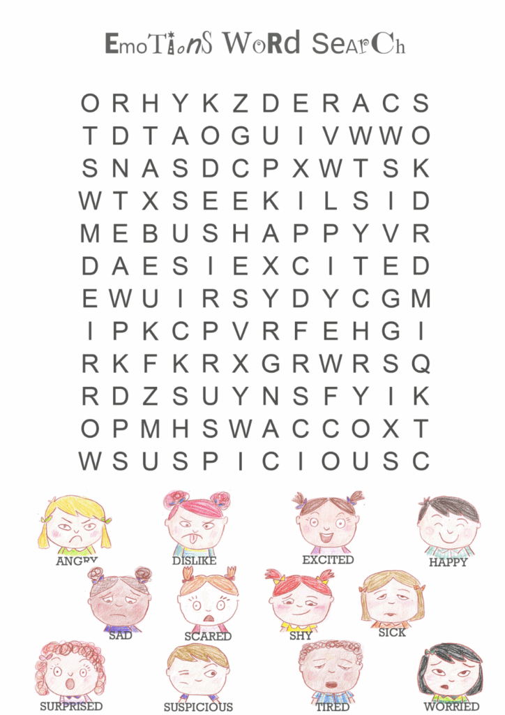 Emotions Word Search Emotion Words Word Puzzles For Kids Emotions