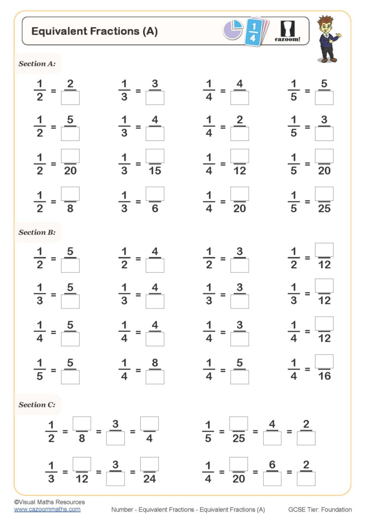 Equivalent Fractions A Worksheet Printable Maths Worksheets