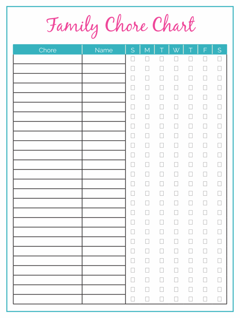 Family Chore Chart Printable Free Printable Templates