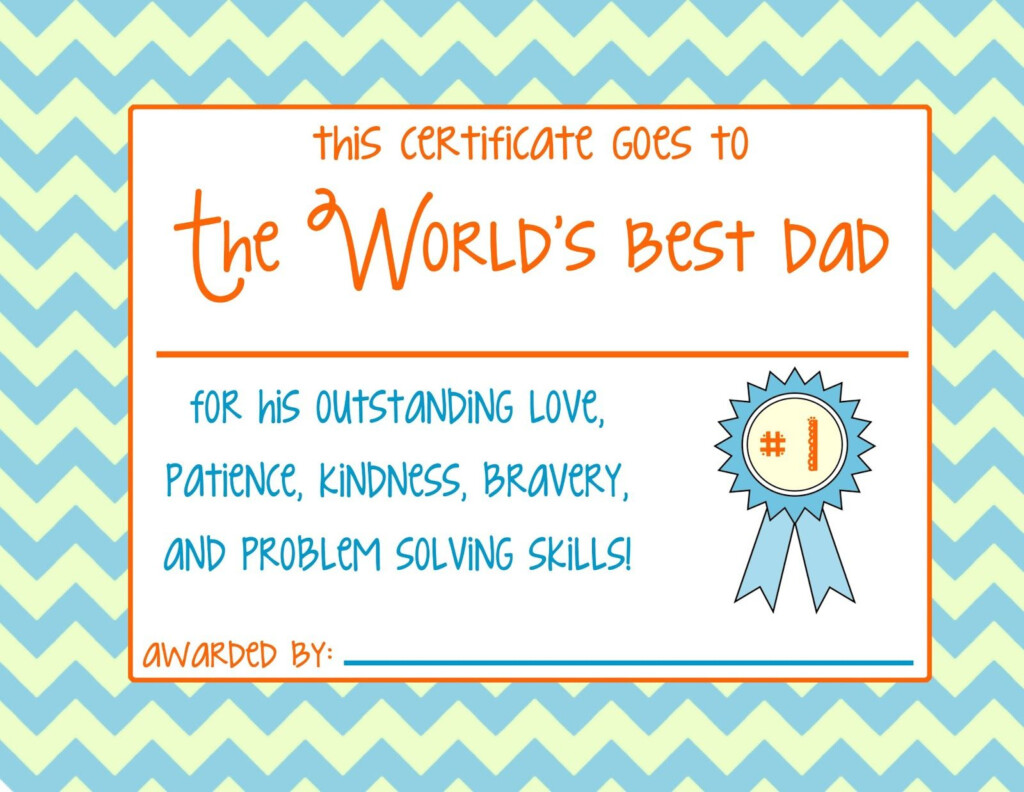 Father S Day Certificate PRINT Gift Certificate Template Fathers Day Free Gift Certificate