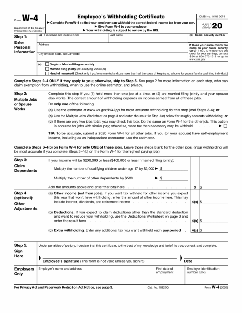 Federal W 4 Form Printable Printable Forms Free Online
