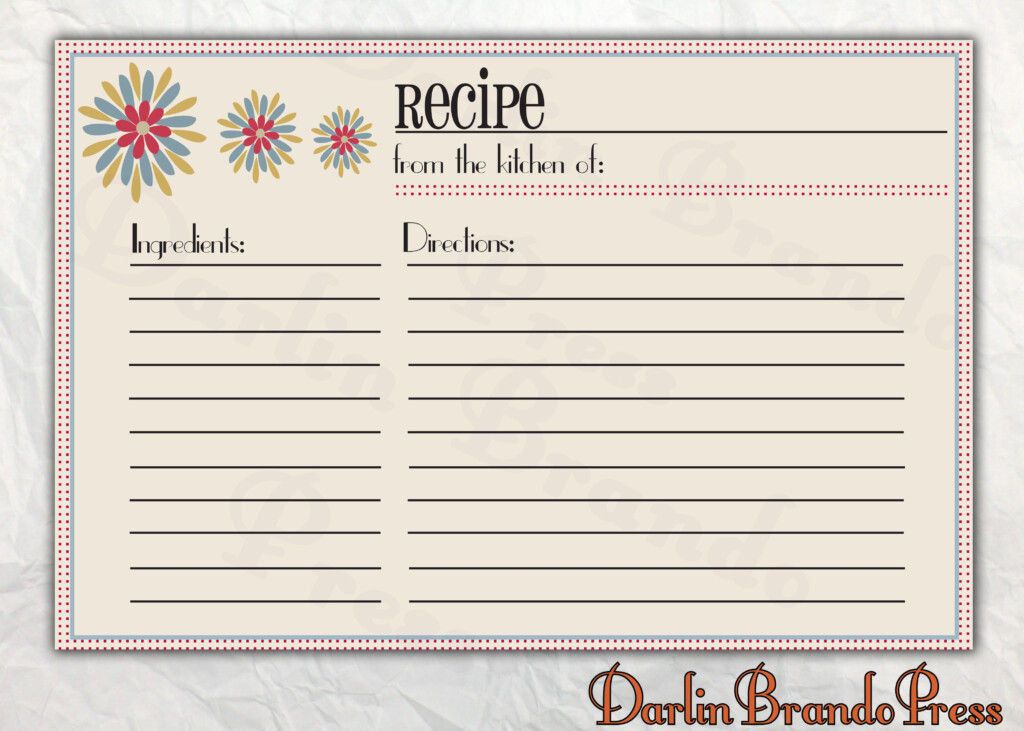Fill In Blank Printable Editable Recipe Card Template