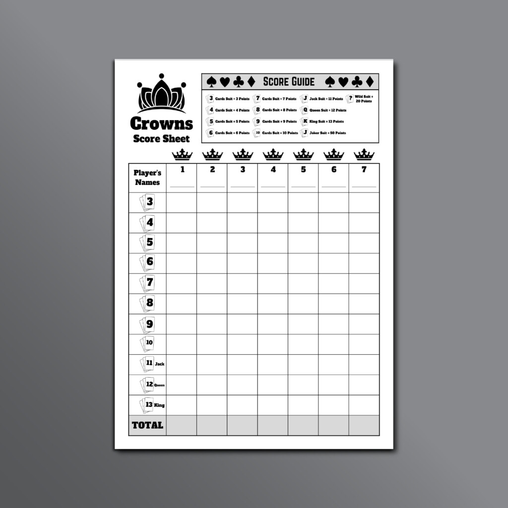 Five Crowns Card Game Score Sheet Crowns Card Game Score Sheet 5 Crowns Game Score Sheet