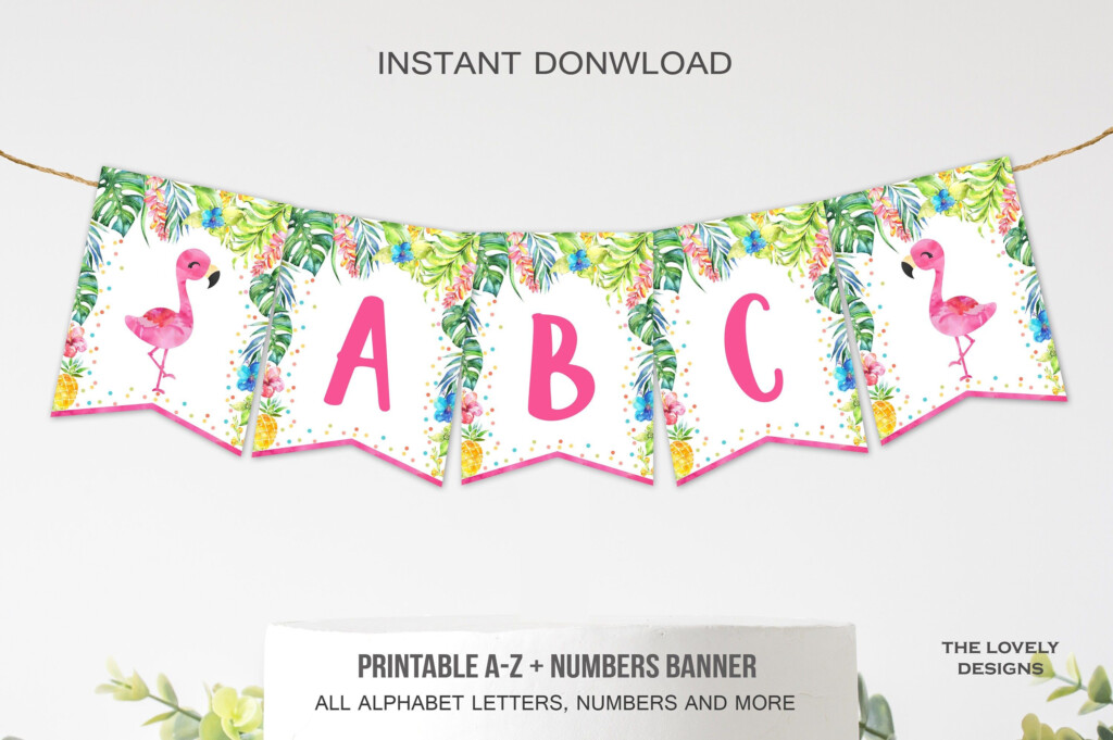 Flamingo Banner Flamingo Birthday A Z Alphabet Numbers Happy Etsy Flamingo Birthday