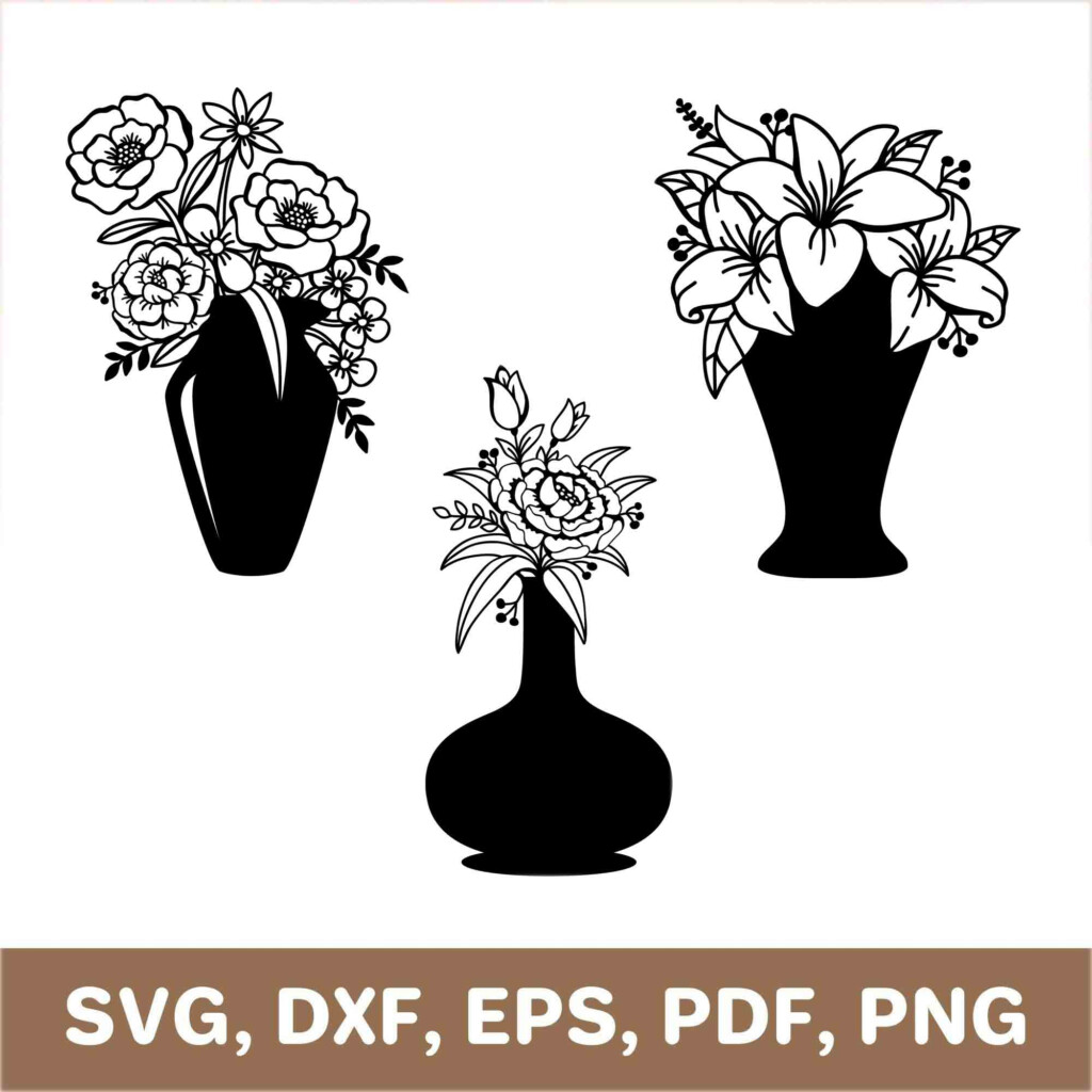 Flower Vase Svg Flower Vase Template Flower Vase Dxf Flow Inspire Uplift