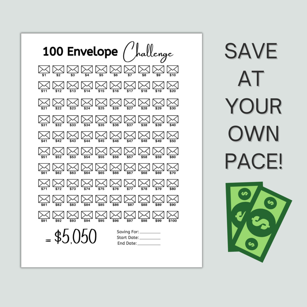 Free 100 Envelope Challenge Printable Free Printable Calendar