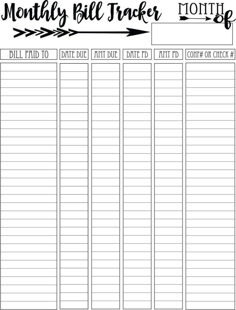 Free Bill Tracker Printables