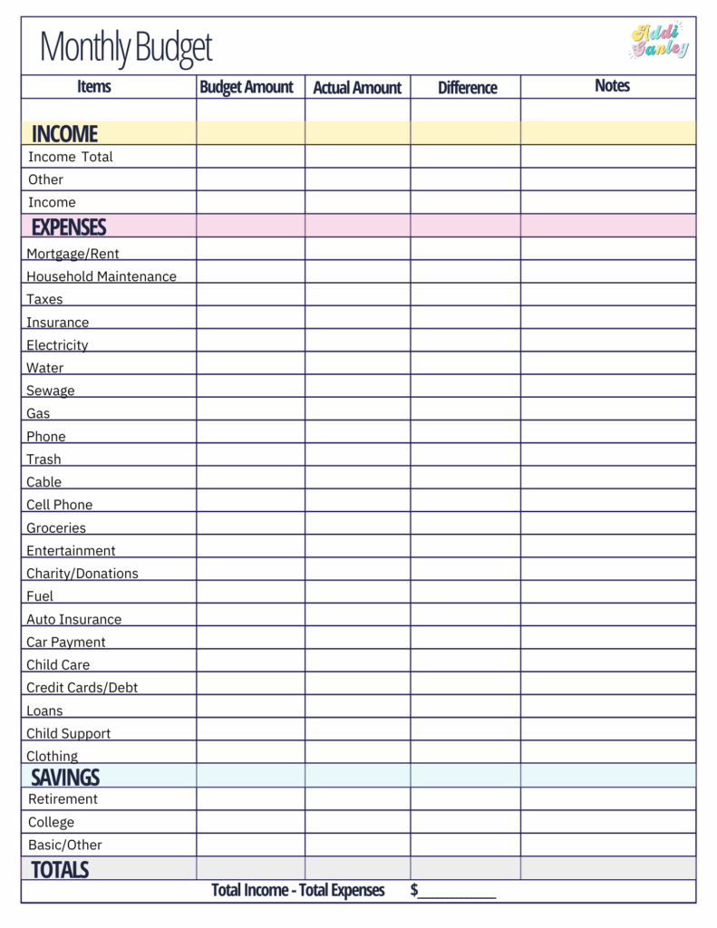 Free Monthly Budget Worksheet Printable Free Printable Worksheet