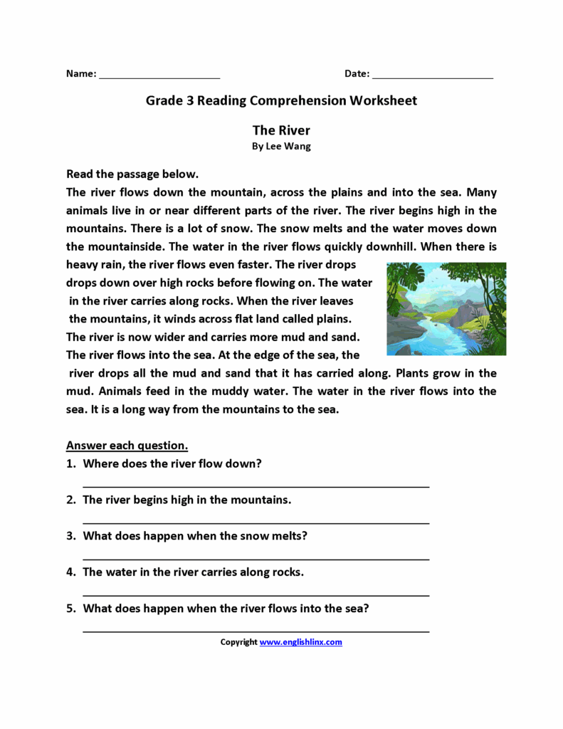 Free Printable 3Rd Grade Reading Worksheets