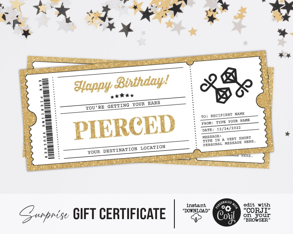 Free Printable Ear Piercing Gift Certificate