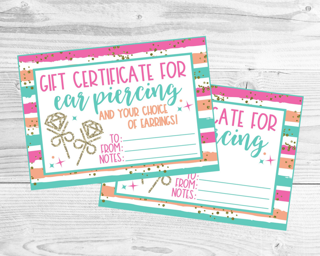 Free Printable Ear Piercing Gift Certificate
