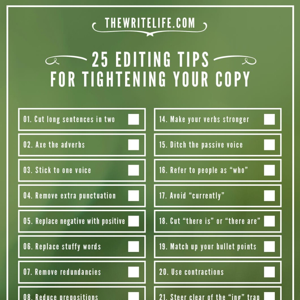 Free Printable Editing Checklist