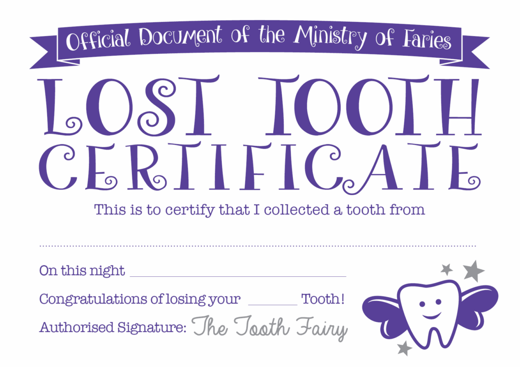 Free Printable First Lost Tooth Certificate Free Printable