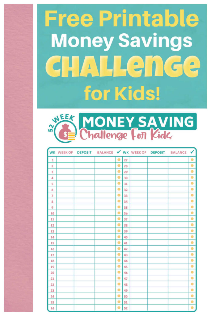 Free Printable Money Saving Challenge