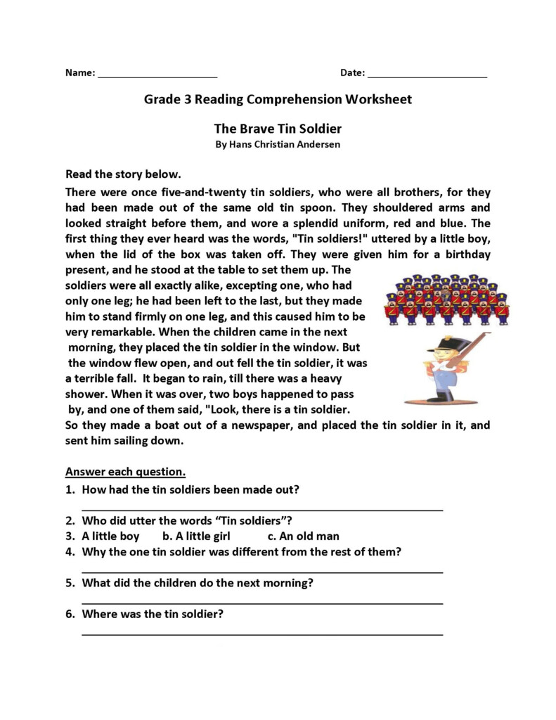 Free Printable Reading Comprehension Worksheets For 3Rd Graders