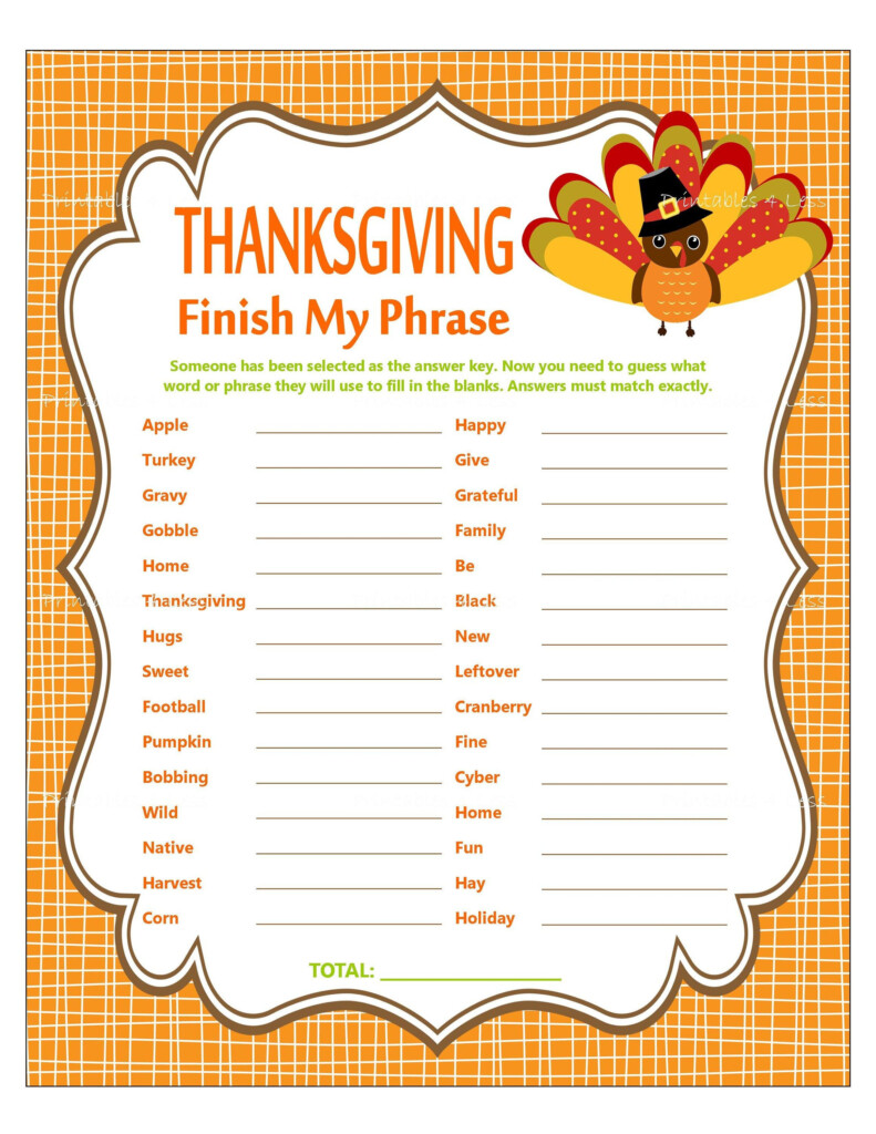 Free Printable Thanksgiving Word Scrambles