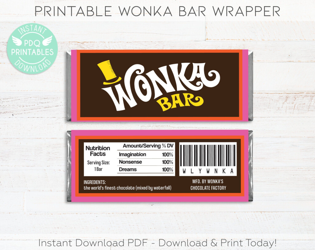 Free Printable Wonka Bar Wrapper Pdf