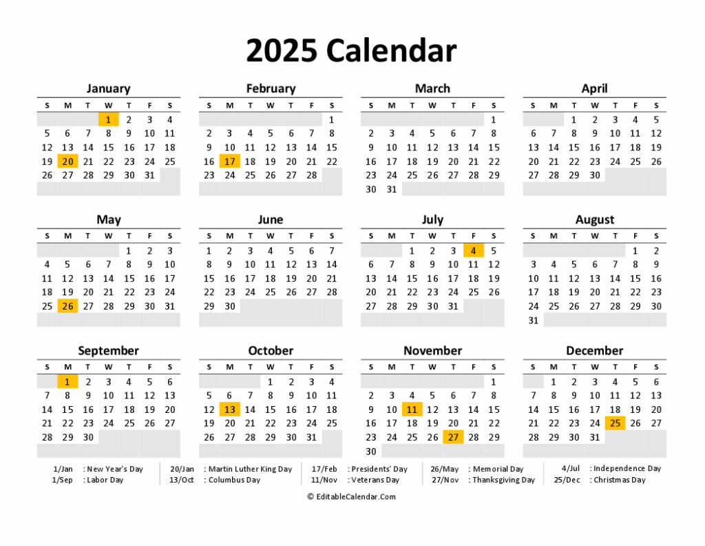 Free Word Printable 2025 Calendars Una Lianne
