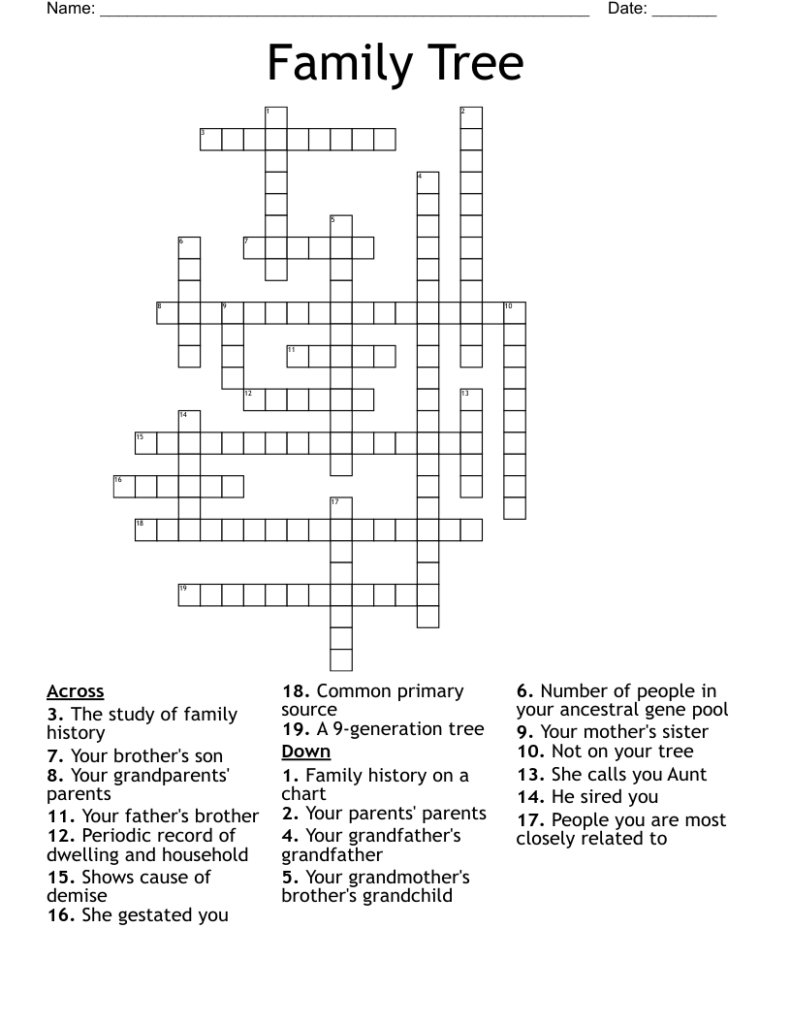Genealogy Diagram Crossword