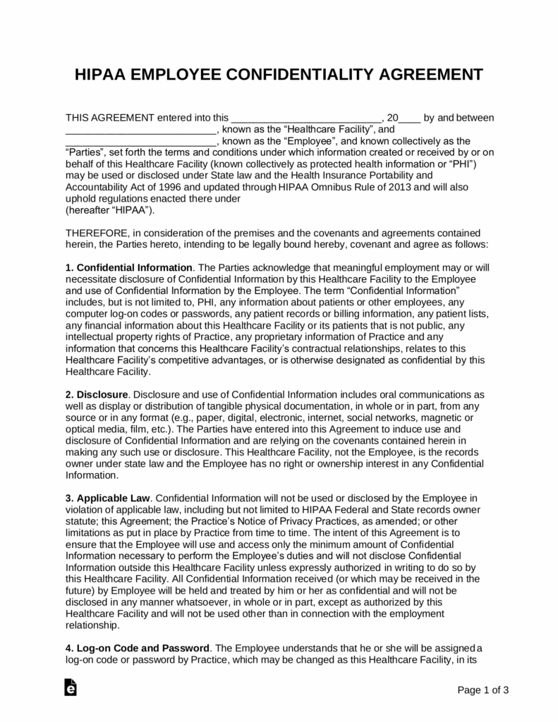 Healthcare Confidentiality Agreement Template PDF Template