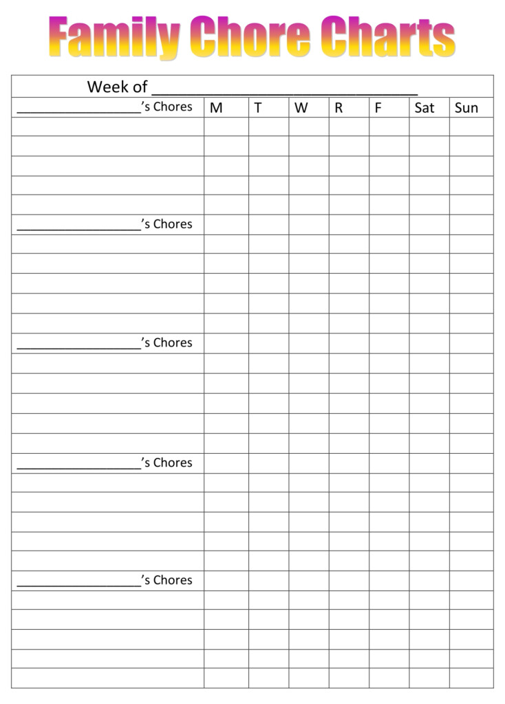 Household Chore Charts 10 Free PDF Printables Printablee