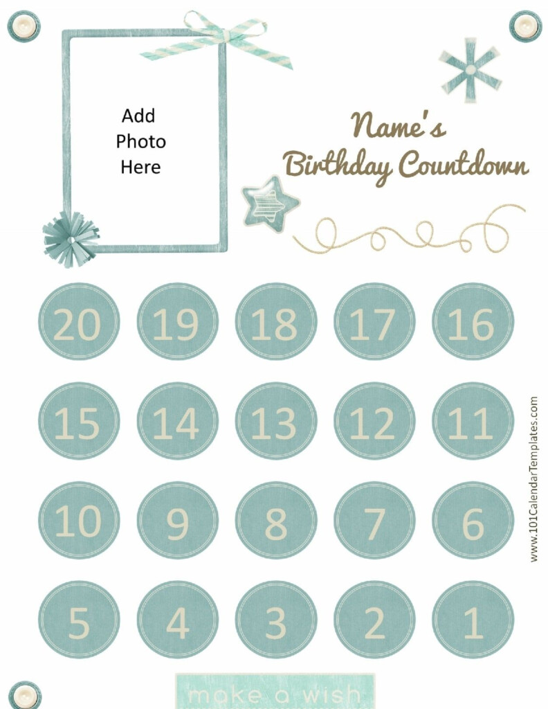 Impressive Free Printable Countdown Calendar Template Birthday Countdown Countdown Calendar
