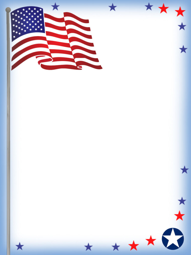 July Fourth Stationery USA Flag Notepaper Rooftop Post Printables