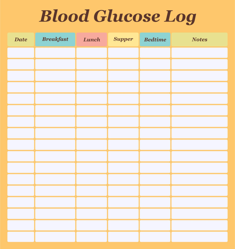Large Print Free Printable Blood Sugar Log Sheet